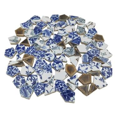 Imagem de Azulejos de porcelana de cerâmica irregulares de 500 g para artesanato, azulejos de mosaico de placa chinesa azul e branco quebrados (cor mista)