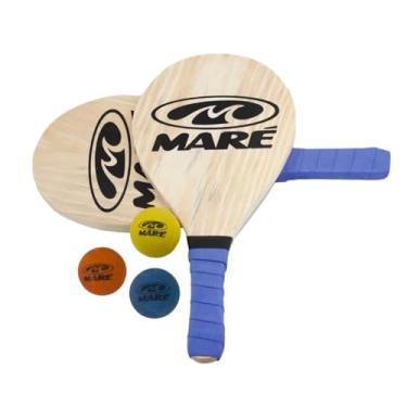 Imagem de Raquete Frescobol De Madeira Maré Kit Jogo Frescobol Tênis De Praia Maré + 3 Bolinhas