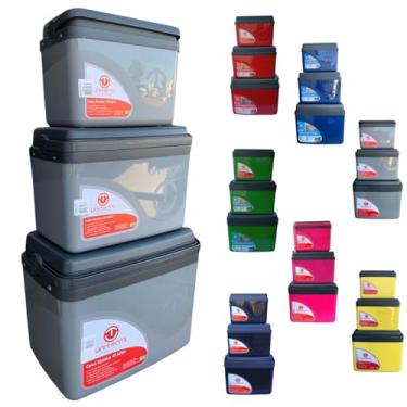 Imagem de Kit Caixa térmica Cooler 7,5L + 15L + 30L Alça Tampa bandeja Floripa Unitermi Cerveja PraiaChurrasco (CINZA)