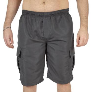 Imagem de Bermuda Cargo Masculina de Tactel Plus Size G5 A G8 - Repelique, Cinza