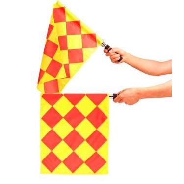 Imagem de Bandeira Arbitro Oficial Xadrez de Futebol Juiz Bandeirinha 01 Par - E