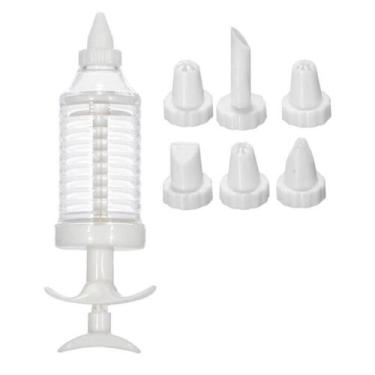 Imagem de Decorador de Bolo Doces Seringa Com 8 Bicos Branco - JW SHOP