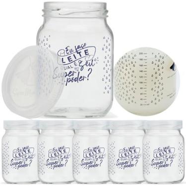 Imagem de Pote de Vidro para Leite Materno 200ml Com Tampa Plástica 6 Unidades -