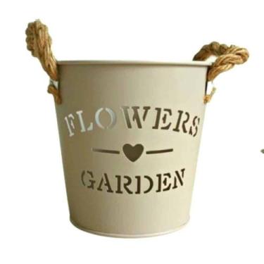 Imagem de Vaso Cachepot / Balde de alumínio - Nacional, Branco