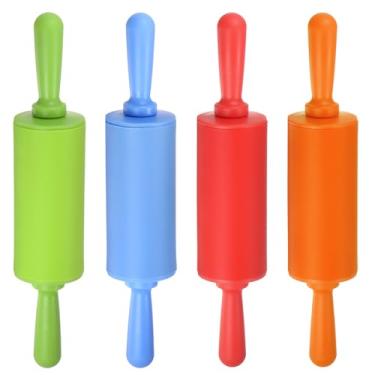 Imagem de HARFINGTON Rolo de silicone para assar 23 cm antiaderente, rolo pequeno, massa, pizza, pastelaria, fondant, cozinha, verde, laranja, azul e vermelho