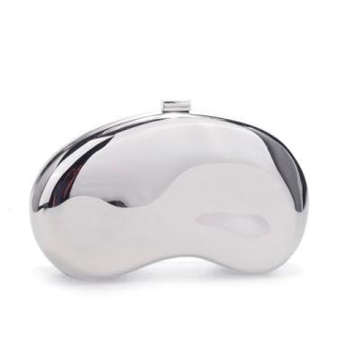 Imagem de Tmore Bolsas de mão femininas para noite com corrente metálica bolsa de mão linda bolsa clutch para festa de casamento, formatura, Prata