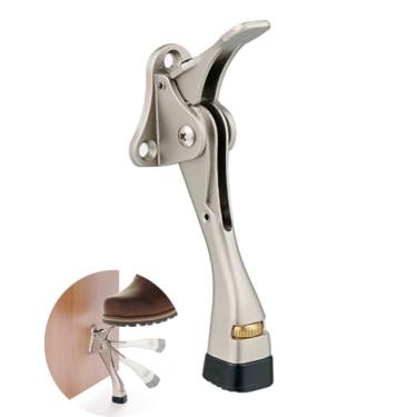 Imagem de HOME&I Pedal fácil de colocar para baixo, batente de porta fácil de pisar, qualidade premium, pé de borracha ajustável em altura, 10 cm (níquel acetinado)