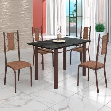 Imagem de Conjunto Sala de Jantar Bahia Mesa Tubo 120x75cm Tampo Pedra Ardósia I