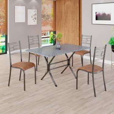 Imagem de Conjunto Sala de Jantar Mesa Retangular 120x75cm Tampo Granito Ocre 4 