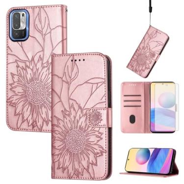 Imagem de Asuwish Capa de telefone para Xiaomi Redmi Note 10 5G com protetor de tela de vidro temperado e estampa floral carteira de couro com suporte para cartão de crédito celular Poco M3 Pro/Redme Note 10T