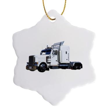 Imagem de 3dRose Semicaminhão branco com enfeite de floco de neve de três quartos, 7,6 cm
