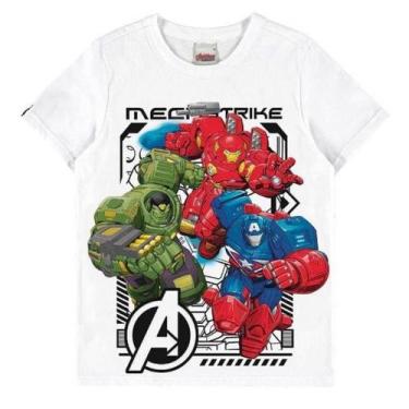 Imagem de Camiseta Infantil Manga Curta Vingadores Malwee Ref. 100454, Branco, 1