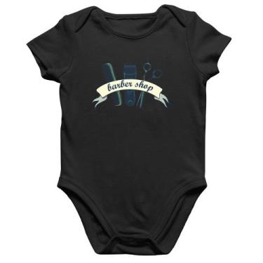 Imagem de Body Bebê Algodão Salão Masculino Barber Shop - Foca na Moda, Preto, G