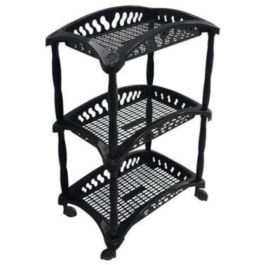 Imagem de Fruteira de piso de plastico retangular preta 3 andares - Arqplast