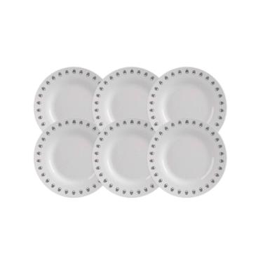 Imagem de Jogo Prato De Sobremesa Opaline Menu Branco Vidro - Kit 6 Un