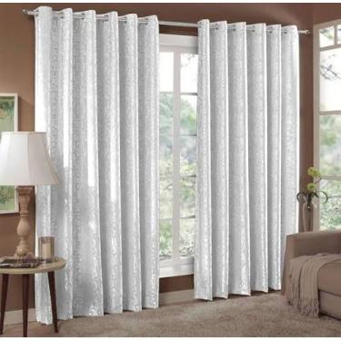 Imagem de Cortina Branca Jacquard 4 MT por 2.70 de Altura Tecido Grosso Semi-Bla