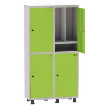 Imagem de Armário Guarda Volume Locker Roupeiro Insalubre 2 Vãos 04 Portas Com P
