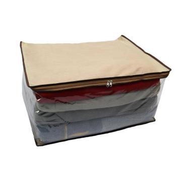 Imagem de Capa Organizador Premium Bege Caixa Multiuso Porta Edredom