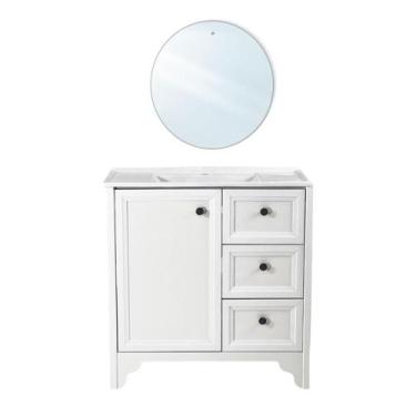 Imagem de Gabinete Armário Banheiro Ditália c/Pia+Espelho BN-05 Cozy, Branco