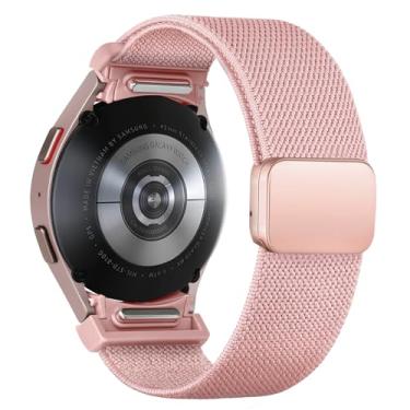 Imagem de Pulseiras de tecido One Click para Samsung Galaxy Watch 7 6 5/4/FE de 40 mm e 44 mm/Galaxy Watch 6 Classic de 43 mm e 47 mm/5 Pro de 45 mm/4 Classic de 42 mm e 46 mm, pulseira esportiva de nylon