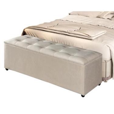 Imagem de Recamier Baú Para Quarto Moderno Luxo Divã Banco Milão 1,30m Puff Guardar Sapateira Enxoval Solteiro