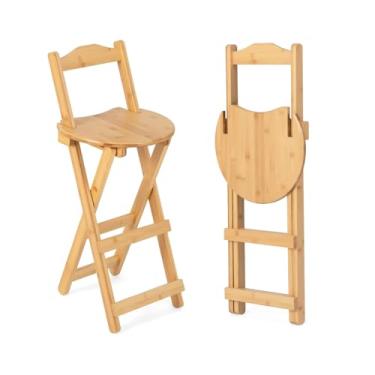 Imagem de Yuxitia Banco de bar dobrável para cozinha, 61 cm, cadeira dobrável de cozinha, bancada, portátil, de madeira, para uso ao ar livre, cozinha, restaurante, café, 1 (Burlywood)