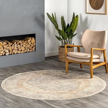 Imagem de nuLOOM Tapete floral vintage lavável à máquina Jacquie, 1,8 m, cinza