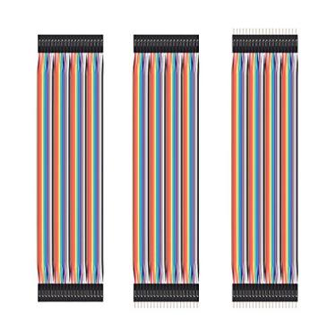 Imagem de HiLetgo 120 peças/3 x 40 pçs Pão Jumper Cabeceira Protótipo Placa Dupont Fio macho para macho, macho para fêmea, fêmea para fêmea, 2,54 mm a 2,54 mm 20 cm Fio Kit sortido para Arduino Raspberry PI DIY