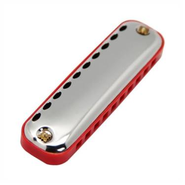 Imagem de Para Iniciantes harmônica Gaita Oval De 10 Furos Preto/vermelho Pente Blues Gaita Instrumentos Musicais(Red)