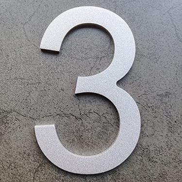 Imagem de Números de casa de aço inoxidável de 15 cm - Endereço residencial flutuante à prova de ferrugem e à prova d'água para porta de garagem externa ou mais, elegante acabamento prateado com jateamento,