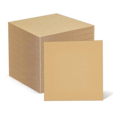 Imagem de YZtree 50 folhas de papelão ondulado - inserções de cartão plano de 12 x 12 polegadas, registro lp, almofadas de inserção de papelão ondulado para embalagem, envio, artesanato diy
