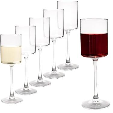Imagem de YANGNAY Conjunto de 6 taças de vinho quadradas, taças de vinho tinto transparentes para festa, casa, restaurante, 270 ml, grande capacidade
