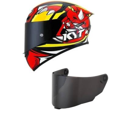 Imagem de Capacete KYT TT Course Rhino Preto e Vermelho Mais Viseira Fumê
