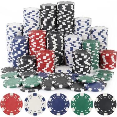 Imagem de LUOBAO Fichas de pôquer de 11,5 gramas para Texas Hold'em, Blackjack, kit de jogos de pôquer de cassino, conjunto de fichas de pôquer em massa para jogos de tabuleiro, fichas de jogos de azar
