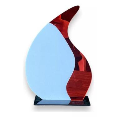 Imagem de Troféu Gota Acrílico Branco E Vermelho 20x14 C/base Preta - CNC Soroca