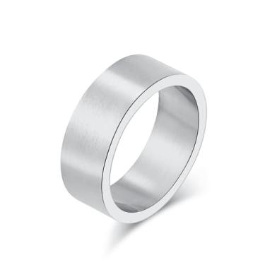 Imagem de INRENG Anel masculino feminino de aço inoxidável de 19 mm/10 mm de largura grande legal liso acabamento fosco topo plano prata, ouro, preto, Metal, Sem pedra preciosa