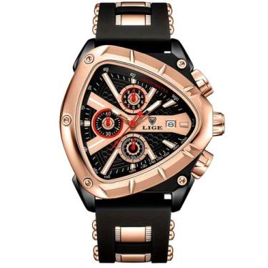 Imagem de Relógio Masculino Design Criativo Triangulo Pulseira de Borracha Imper