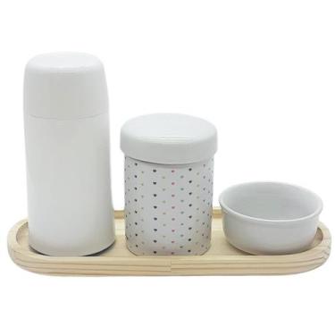 Imagem de Kit higiene 4 peças Poá - Garrafa termica - Tudo porcelana - Antilope 