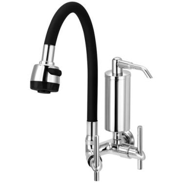 Imagem de Torneira Gourmet De Cozinha Parede Com Filtro Preta C61 CasaGrande Mun