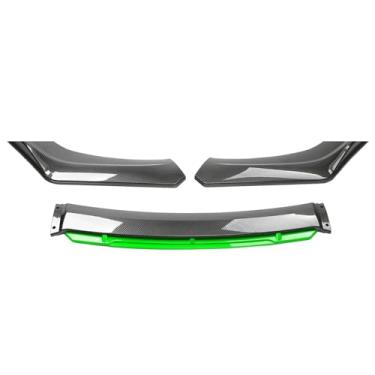 Imagem de 3PCS compatível com novo estilo de carro pára-choque dianteiro lábio corpo kit spoiler divisor fibra de carbono tira decorativa pára-choque canard lábio divisor universal(Carbon fiber(GREEN))