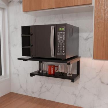 Imagem de Suporte Micro ondas impressora De Parede Prateleira Multiuso - NoBrand