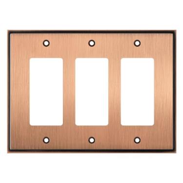 Imagem de Henne Bery Capa de tomada de placa de interruptor decorativa moderna macia (decoração tripla, cobre antigo)