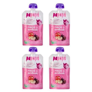Imagem de Papapa kit 4un  1 sabor  papinha organica 100g - Papapá, Maçã e Ameixa