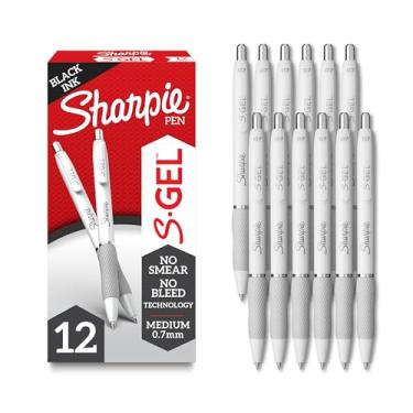 Imagem de Sharpie S-Gel, canetas de gel, canetas de desenho, canetas de tinta gel para diário, canetas de escrita, canetas de colorir, canetas de ponta média (0,7 mm), corpo branco pérola, caneta de gel de