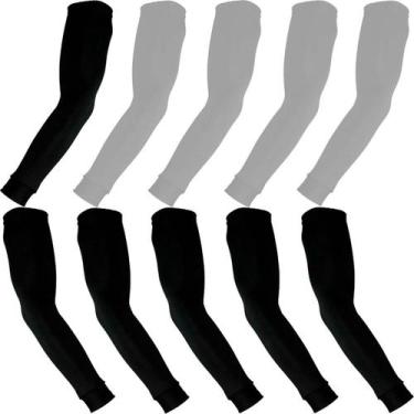 Imagem de Kit 5 pares de manguitos com proteção UV50+ - EX311, 3 pretos, 2 branc