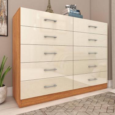 Imagem de Cômoda para Quarto 10 Gavetas Caribe Cinamomo/Off White
