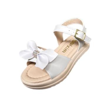 Imagem de Sandalia papete infantil menina Solzim gaspe laço Branca, 20