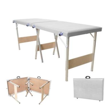 Imagem de Maca  BRANCA para  Estética Tatuagem Depilação Hospitalar dobrável por