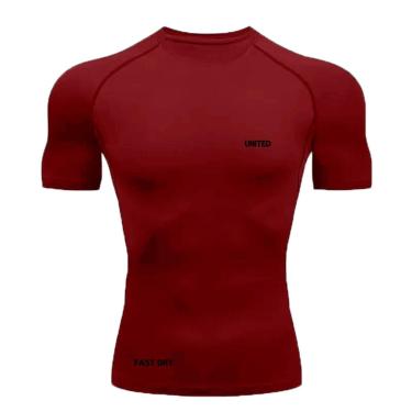 Imagem de Camisa de compressão térmica Manga Curta United Pro Proteção Solar FPS 50+ Rash Guard - vinho -Masculino