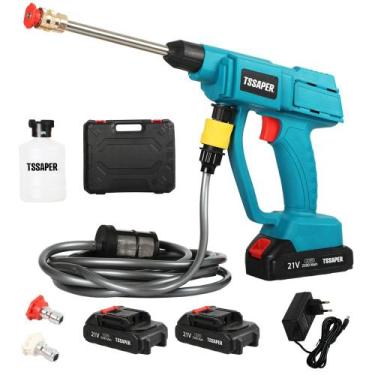 Imagem de Lavadora De Alta Pressão Lavajato portatil A Bateria 21v Com 2 Bateria